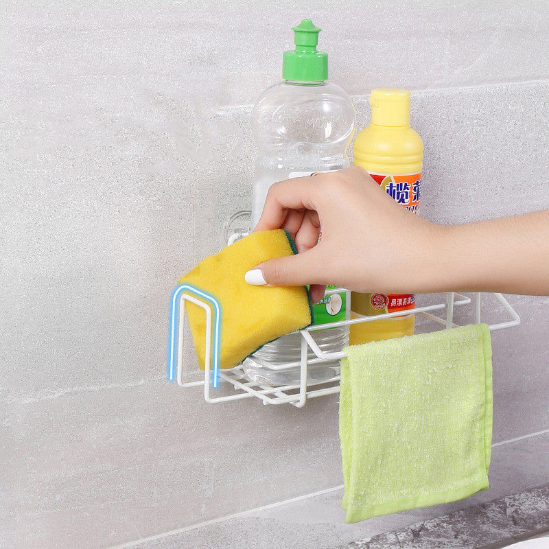 Perforation-Free Wall-Mounted Dishwashing Supplies Sponge Cloth Rack