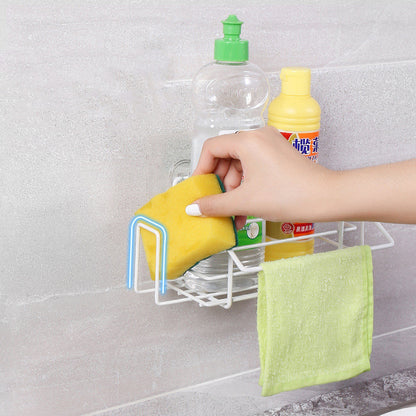 Perforation-Free Wall-Mounted Dishwashing Supplies Sponge Cloth Rack
