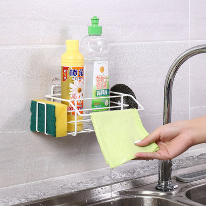 Perforation-Free Wall-Mounted Dishwashing Supplies Sponge Cloth Rack